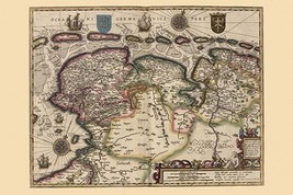 Map of the Area East of the Zuiderzee in the Netherlands by Pieter van d... - $21.99+
