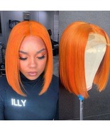 Straight Short Bob Wig 13x6x1 Transparent Lace Front Human Hair Wigs For... - $72.00