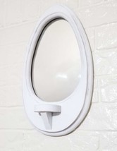 Vintage HandmadeOval Mirror With Pedestal Hand Painted Distressed Farmhouse - $37.62