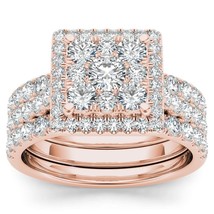 Authenticity Guarantee 
10K Rose Gold 2ct TDW Diamond Cluster Halo Bridal Rin... - £1,779.63 GBP