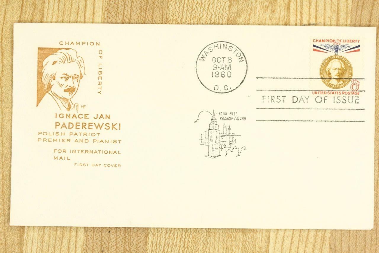 Primary image for US Postal History Cover FDC 1960 Ignace Jan Paderewski Polish Patriot Pianist