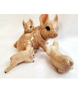 Ceramic Mom Pig Hog Sow & Baby Piglets Figurine Statue Figure Handpainted - £23.93 GBP