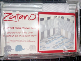 NIP NEW Zutano Elefant Blau secure-me Crib  Liner White/Blue/Grey - £11.80 GBP