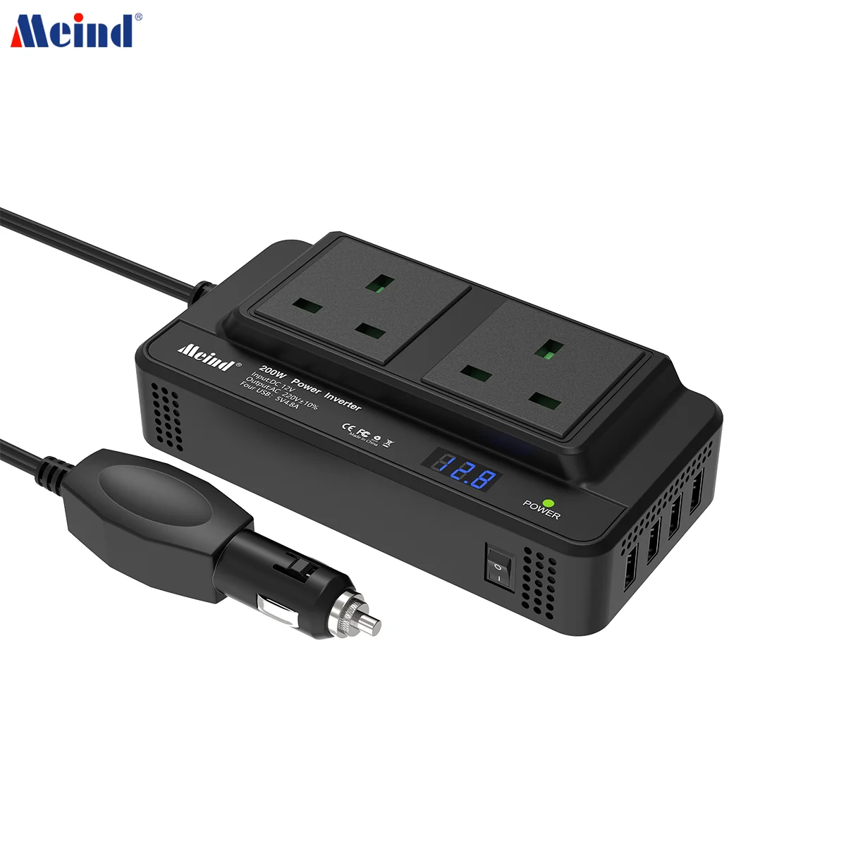 Meind 200W Car Power Inverter DC 12V to 220V AC Car Inverter with 4 USB Ports - £31.37 GBP