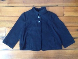 GAP Cropped Mandarin Collar Bolero Short Jacket Blazer Black Cotton Blend L - £29.46 GBP
