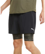 PUMA Graphic 2-In-1 Men&#39;s Running Shorts in Black/Grape Leaf- Size XL - $555.81 MXN