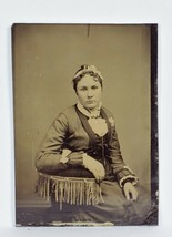 Tintype Photo Pretty Woman Well Dresses Ribbons Bows Ruffles Jewelry WD33 - £15.94 GBP