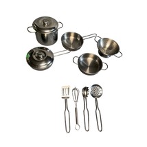 11 Pcs Mini Stainless Steel Cookware Set With Utensils Tiny Chef&#39;s Dream Kit - £10.76 GBP