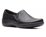 Clarks Women Slip On Shoes Cora Sky Size US 8.5W Black Perforated Leather - £41.50 GBP