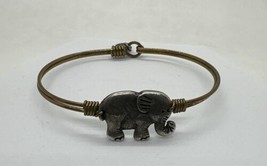 L&amp;D Luca Danni Goldtone Bangle Bracelet Silvertone Elephant Animal Jewelry - £8.69 GBP