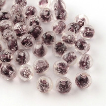 10 Glow In The Dark Glass Beads 12mm Lampwork Purple Jewelry Making Supplies Set - £6.52 GBP