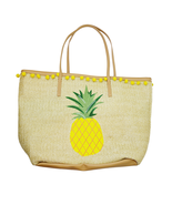 Pineapple Dreams Tote Bag Payless Brown Yellow Woven Tan Beach Vacation - £22.21 GBP