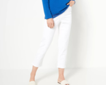 Denim &amp; Co. Easy Stretch Denim Side Slit Crop Jeans- White, REGULAR 14 - $34.90