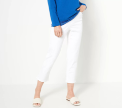 Denim &amp; Co. Easy Stretch Denim Side Slit Crop Jeans- White, REGULAR 14 - £27.89 GBP