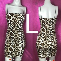 Brown Animal Print Leopard Cami Strap Bodycon Dress~ Size Large NWOT - £26.37 GBP