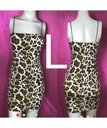 Brown Animal Print Leopard Cami Strap Bodycon Dress~ Size Large NWOT - £26.67 GBP