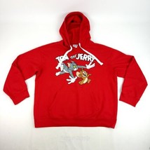 Tom &amp; Jerry Sweatshirt Red Hoodie XL (15-17) Drawstrings Graphic Print  - $18.80
