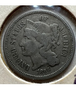 1866 Three Cent Nickel Piece 3C Ungraded Choice Civil War Era US Coin - £31.25 GBP