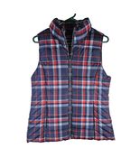 Tommy Hilfiger Womens Blue Red Plaid Designer Puffer Vest Size Small - $29.99