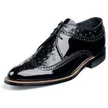Stacy Adams Mens Dayton Black shoes Wing Tip Ostrich print Shiny Dressy 00375-01 image 2