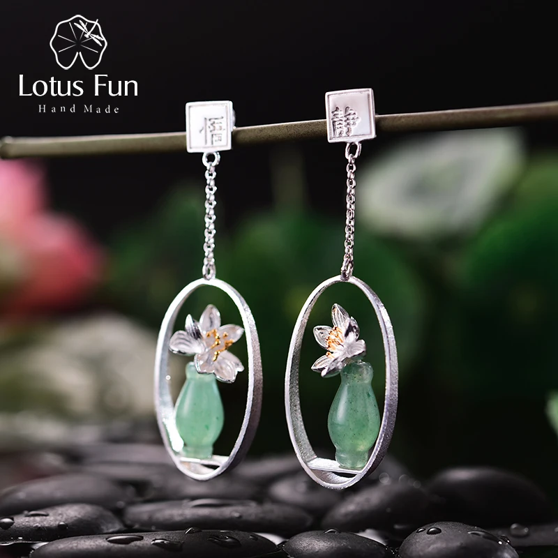 Real 925 Sterling Silver Natural Stone Creative Handmade Fine Jewelry Lotus Whis - £54.31 GBP