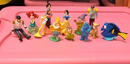 Disney 12 Small Figures Lot Snow White Ariel Milan Nemo Scully Dwarfs - $18.37