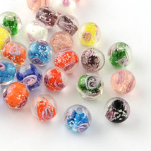 10 Glow In The Dark Glass Beads 8mm Lampwork Mix Jewelry Making Supplies Flower - £6.25 GBP