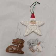 Vintage Ceramic Mouse Angel Deer Santa Lot of 3 Christmas Ornaments - £14.23 GBP