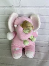 Bassett Baby Pink Elephant &amp; Monkey Plush Musical Stuffed Animal Pull St... - £32.68 GBP