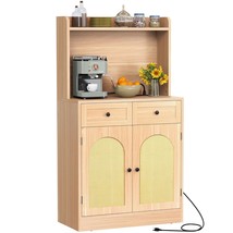 Kitchen Hutch Bakers Rack Cabinet, Coffee Bar Cabinet Kitchen Pantry Microwave C - £219.71 GBP