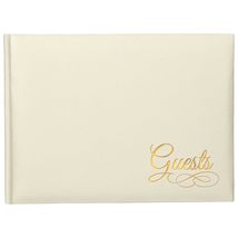 Ivory Paper Guest Book with Gold Script Detail Attendance Ledger for Spe... - $11.69