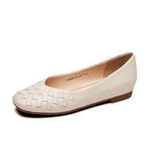 Ballet Shoes Women Genuine Leather Weave Slip-On Fashion Comfortable Square Toe  - £112.16 GBP