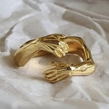 New Ins Vintage Romantic Love Hug Carved Hand Ring Love Forever Adjustable Hand  - £9.22 GBP
