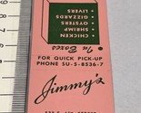 Front Strike Matchbook Cover  Jimmy’s  Unusual Sandwiches  Panama City, ... - £9.69 GBP