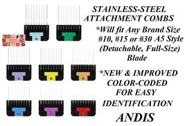 Andis Stainless Steel Guide Attachment Blade Comb*Fit Agc Ag,Oster A5 A6,Wahl Km - $3.99+