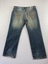 True Republic Jeans 37x30 Blue Denim Loose Relaxed Embroidery Grunge Tag... - $35.51