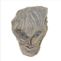 Original Art Hand Painted Stone Rock Singing Water Spirit Face 4&quot; Signed - £14.82 GBP