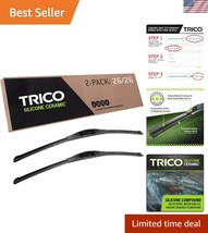 Aerodynamic Ceramic Coated Wiper Blades 26&quot; + 26&quot; - Last 3x Longer, Pair... - $84.99