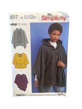 Simplicity 8517 Poncho XS-XL Easy-to-Sew Hooded Asymmetrical - $9.59