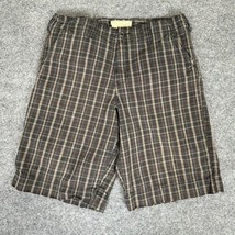 BKE Shorts Mens 34 Brown Plaid Flat Front 12&quot; Inseam Mid Rise Cotton Adult - $14.26