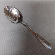 Ekco EKS7 Slotted Pierced Serving Spoon Stainless Steel 8.25&quot; Chevron Handle - $10.95