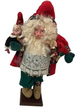 Vtg Christmas Santa Figure House Of Hatten 22 inch Elf Bunny Jingle Bells Kitsch - £233.67 GBP