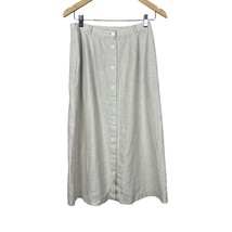 Brooks Brothers Skirt Womens 8 Khaki 100% Linen Midi A-Line Button Up Po... - £31.43 GBP