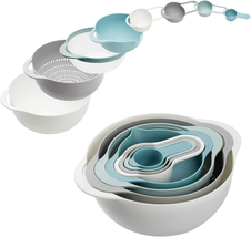 Plastic Mixing Bowls - Multicolored Mixing Bowl Set of 8, Nest for Easy ... - $27.76