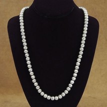 Navajo Native Pearl 8MM Sterling Silver Bead Necklace Aztec Design Desert Pearls - £198.26 GBP+