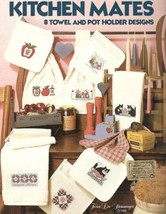 Kitchen Mates 8 Towel & Pot Holder Designs Cross Stitch Leisure Arts 488 1986 - $4.49
