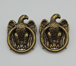 Vtg Brass American Eagle w/ Ring 1 Screw Drawer Dresser Chest Pulls - Set of 2 - $24.18