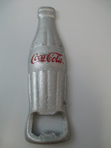 Coca-Cola Bottle Opener Silver Cast Iron Contour Bottle Shape Script Logo - £4.67 GBP