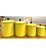 B&amp;M solid yellow vintage metal canisters made in Portugal - $67.01 CAD