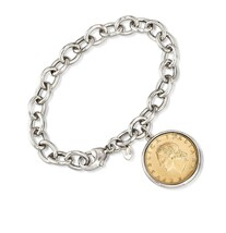 Ross-Simons Italian Genuine 20-Lira Coin Charm Bracelet in 8 - £318.67 GBP